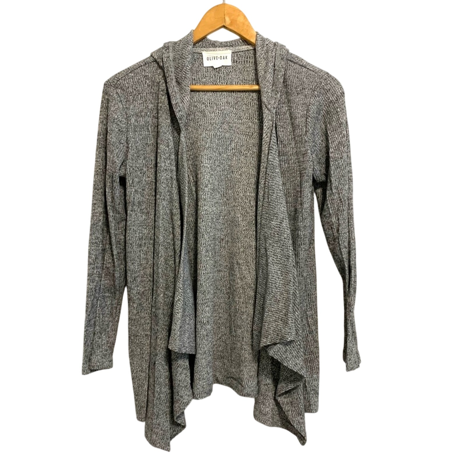 Olive & Oak Gray Hoodie Open Front Shawl Sweater